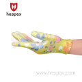 Hespax Women Daily Flower Patterned Housework PU Gloves